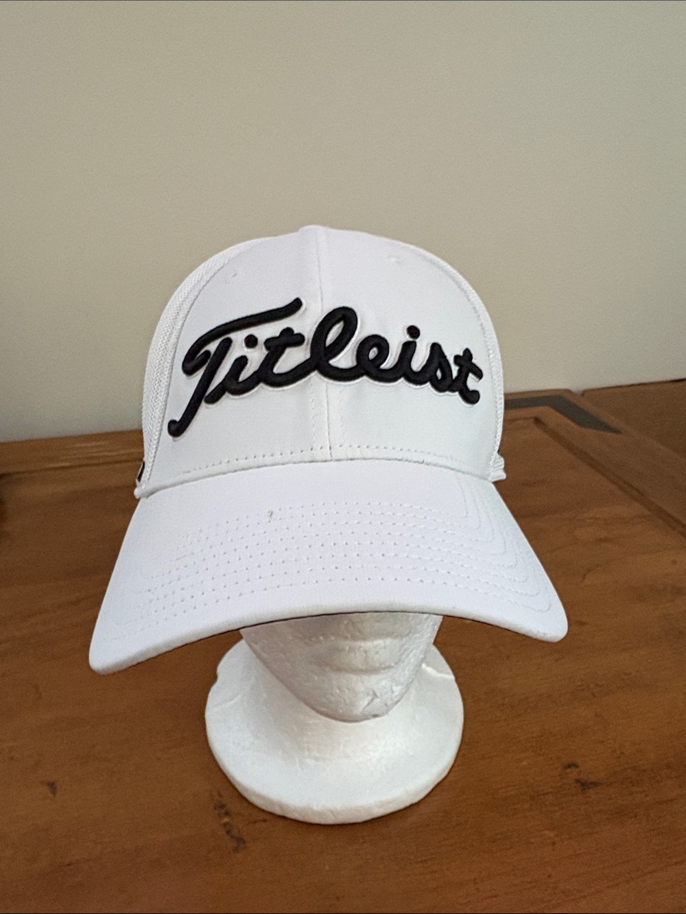 Titleist Foot Joy White Cap with Black Script Logo Size L/XL
